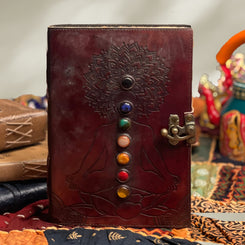 Handcrafted Chakra and Sacred Geometry Leather Journal