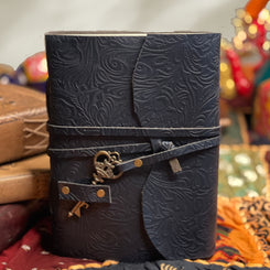 Handmade Embossed Leather Journal with Key Clasp – Timeless Elegance
