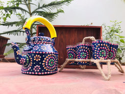 Hand-Painted Floral Tea Kettle Set – Artisan Elegance for Your Home